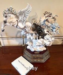 #0680-C Vintage Armani Capodimonte Aurora Woman Riding Horse Figurine Sculpture