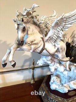 #0680-C Vintage Armani Capodimonte Aurora Woman Riding Horse Figurine Sculpture