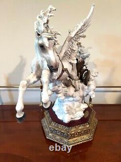 #0680-C Vintage Armani Capodimonte Aurora Woman Riding Horse Figurine Sculpture