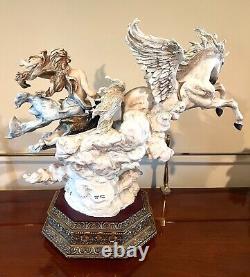 #0680-C Vintage Armani Capodimonte Aurora Woman Riding Horse Figurine Sculpture