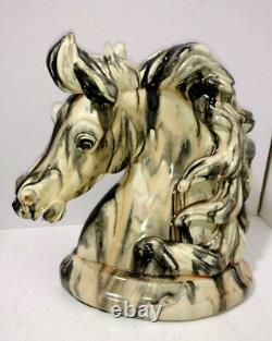 0Vtg HUGE 11 Stallion Horse head Bust Figure Figurine Porcelain Ceramic HEAVY