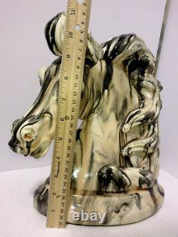 0Vtg HUGE 11 Stallion Horse head Bust Figure Figurine Porcelain Ceramic HEAVY