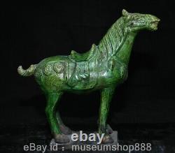 10.4 Rare Old Chinese Green Glaze Porcelain Dynasty Palace Horse Success Statue