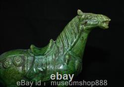 10.4 Rare Old Chinese Green Glaze Porcelain Dynasty Palace Horse Success Statue