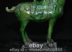 10.4 Rare Old Chinese Green Glaze Porcelain Dynasty Palace Horse Success Statue
