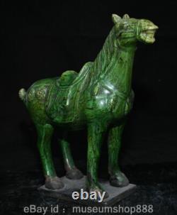 10.4 Rare Old Chinese Green Glaze Porcelain Dynasty Palace Horse Success Statue