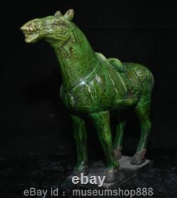 10.4 Rare Old Chinese Green Glaze Porcelain Dynasty Palace Horse Success Statue