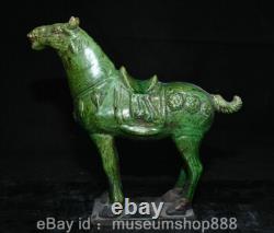 10.4 Rare Old Chinese Green Glaze Porcelain Dynasty Palace Horse Success Statue