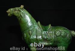 10.4 Rare Old Chinese Green Glaze Porcelain Dynasty Palace Horse Success Statue