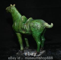 10.4 Rare Old Chinese Green Glaze Porcelain Dynasty Palace Horse Success Statue