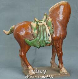 10.6 Old Dynasty Tangsancai Porcelain Fengshui Folk Zodiac Horse Animal Statue