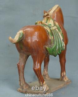 10.6 Old Dynasty Tangsancai Porcelain Fengshui Folk Zodiac Horse Animal Statue