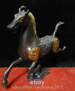 10 Rare Old China Bronze Gilt Dynasty Horse Stepping on Flying Swallow Statue