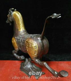 10 Rare Old China Bronze Gilt Dynasty Horse Stepping on Flying Swallow Statue