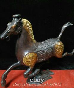 10 Rare Old China Bronze Gilt Dynasty Horse Stepping on Flying Swallow Statue