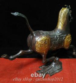 10 Rare Old China Bronze Gilt Dynasty Horse Stepping on Flying Swallow Statue