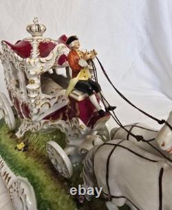 10 Vintage Dresden Lace Royal Carriage Figurine, Hand-Painted, Germany, 1950s