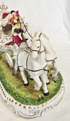 10 Vintage Dresden Lace Royal Carriage Figurine, Hand-Painted, Germany, 1950s