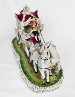 10 Vintage Dresden Lace Royal Carriage Figurine, Hand-Painted, Germany, 1950s