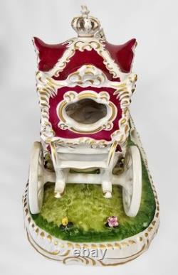 10 Vintage Dresden Lace Royal Carriage Figurine, Hand-Painted, Germany, 1950s