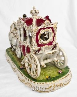 10 Vintage Dresden Lace Royal Carriage Figurine, Hand-Painted, Germany, 1950s