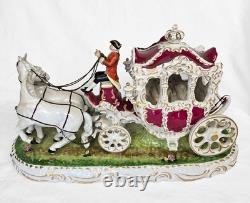 10 Vintage Dresden Lace Royal Carriage Figurine, Hand-Painted, Germany, 1950s