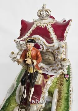 10 Vintage Dresden Lace Royal Carriage Figurine, Hand-Painted, Germany, 1950s