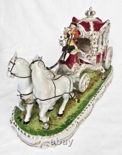 10 Vintage Dresden Lace Royal Carriage Figurine, Hand-Painted, Germany, 1950s
