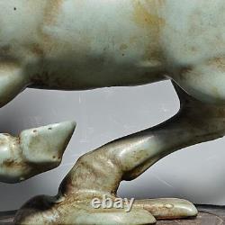 11.4 china antique song dynasty ru kiln porcelain sky cyan glaze horse statue