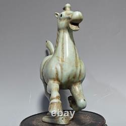 11.4 china antique song dynasty ru kiln porcelain sky cyan glaze horse statue