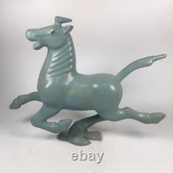 11.4 old antique song dynasty ru kiln porcelain cyan glaze animal horse statue