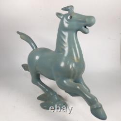 11.4 old antique song dynasty ru kiln porcelain cyan glaze animal horse statue