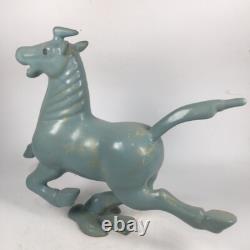 11.4 old antique song dynasty ru kiln porcelain cyan glaze animal horse statue