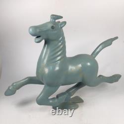 11.4 old antique song dynasty ru kiln porcelain cyan glaze animal horse statue