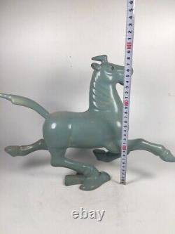 11.4 old antique song dynasty ru kiln porcelain cyan glaze animal horse statue