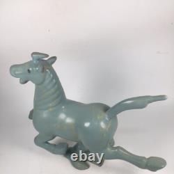 11.4 old antique song dynasty ru kiln porcelain cyan glaze animal horse statue