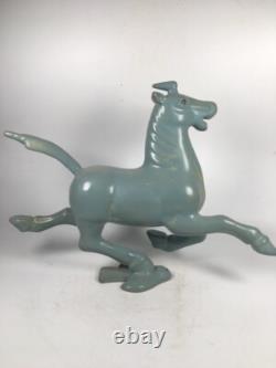 11.4 old antique song dynasty ru kiln porcelain cyan glaze animal horse statue