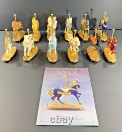 12 Franklin Mint World of Carousel Horses Complete Set Porcelain 24k Gold Papers