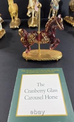 12 Franklin Mint World of Carousel Horses Complete Set Porcelain 24k Gold Papers