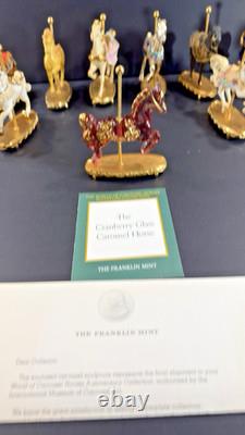 12 Franklin Mint World of Carousel Horses Complete Set Porcelain 24k Gold Papers