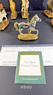 12 Franklin Mint World of Carousel Horses Complete Set Porcelain 24k Gold Papers
