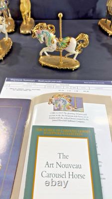 12 Franklin Mint World of Carousel Horses Complete Set Porcelain 24k Gold Papers