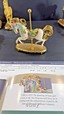 12 Franklin Mint World of Carousel Horses Complete Set Porcelain 24k Gold Papers