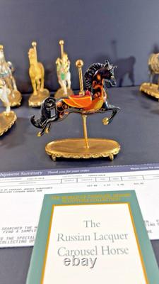 12 Franklin Mint World of Carousel Horses Complete Set Porcelain 24k Gold Papers