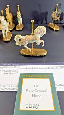 12 Franklin Mint World of Carousel Horses Complete Set Porcelain 24k Gold Papers