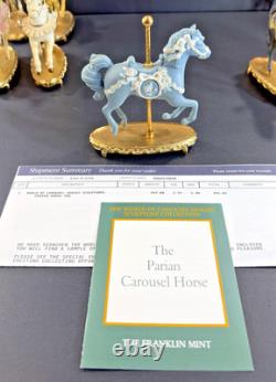 12 Franklin Mint World of Carousel Horses Complete Set Porcelain 24k Gold Papers