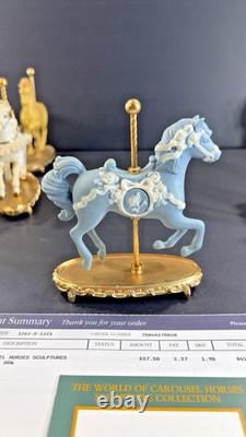 12 Franklin Mint World of Carousel Horses Complete Set Porcelain 24k Gold Papers