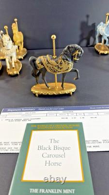 12 Franklin Mint World of Carousel Horses Complete Set Porcelain 24k Gold Papers
