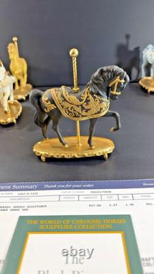 12 Franklin Mint World of Carousel Horses Complete Set Porcelain 24k Gold Papers