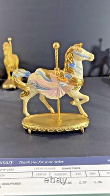 12 Franklin Mint World of Carousel Horses Complete Set Porcelain 24k Gold Papers